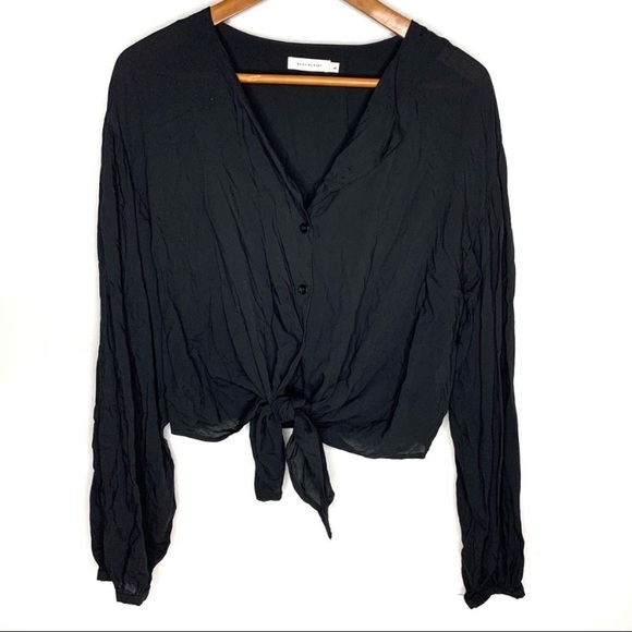 Which We Want Tops - ☀️3/$20☀️ Which We Want Black Button Up Tie Front Blouse L